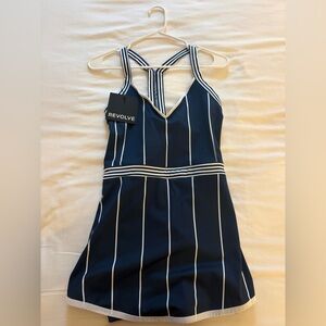 REVOLVE/ FREE PEOPLE Navy & White Pinstripe Racerback Dress